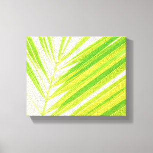 Bleke groene palmbladeren met pasta's canvas afdruk