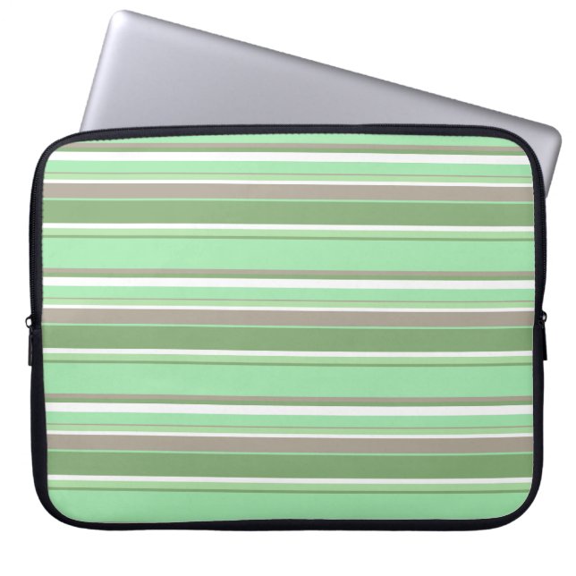 Bleke groene strepen laptop sleeve (Voorkant)