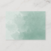 Bleke Groene Waterverf Monogram Weddenschap Websit Informatiekaartje (Achterkant)