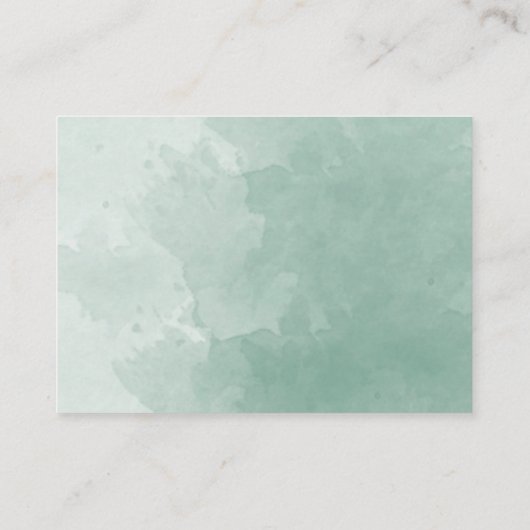 Bleke Groene Waterverf Monogram Weddenschap Websit Informatiekaartje (Achterkant)