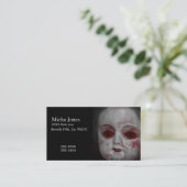 Bleke huidpop met bloedrode ogen visitekaartje (Staand voorkant)