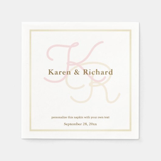 bleke kleuren monogram servetten (Voorkant)