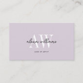 Bleke Lavendel Monogram Typografie Script QR-code Visitekaartje (Voorkant)