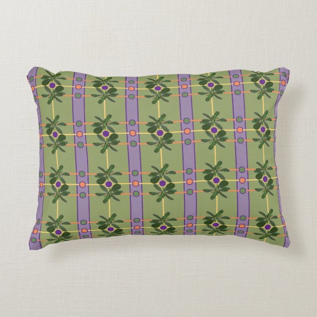 Bleke Lavendelstrepen met Greens Accent Pillow Accent Kussen (Voorkant)