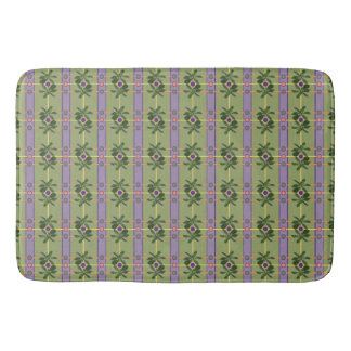 Bleke Lavendelstrepen met groene badmat