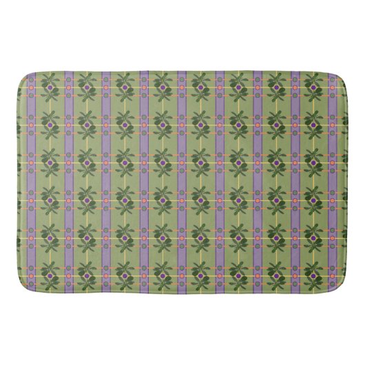 Bleke Lavendelstrepen met groene badmat (Voorkant)