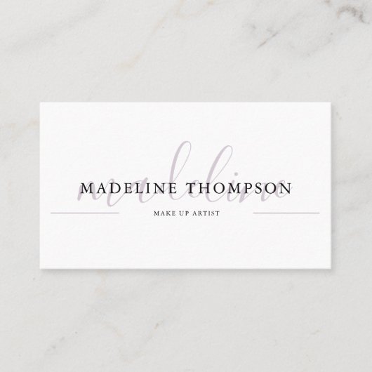 Bleke Lavender Calligraphy Script QR-code Visitekaartje (Voorkant)