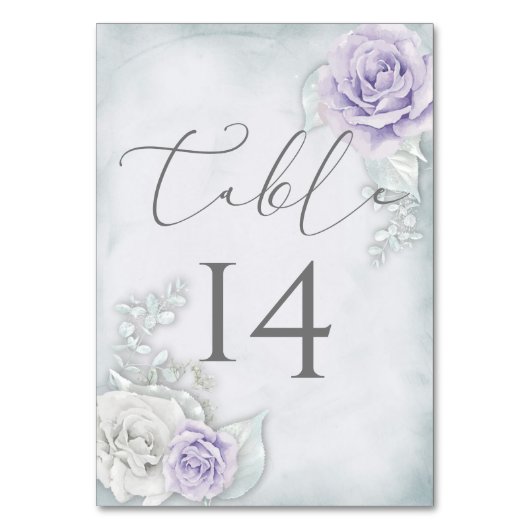Bleke Lila en witte rozen bruiloft Kaart (Voorkant)