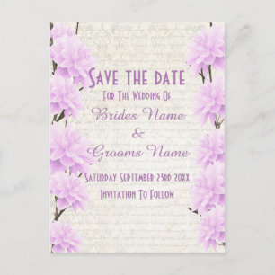  bleke lila florale suspensie aankondigingskaart