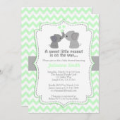Bleke Limoen Elephant Baby shower Uitnodiging Chev (Voorkant / Achterkant)