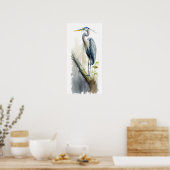 Bleke majesteit Great Blue Heron Perched AI Natuur Poster (Keuken)