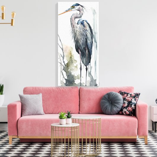 Bleke Majesteit Great Blue Heron Standing Swamp AI Canvas Afdruk (Insitu (Woonkamer))