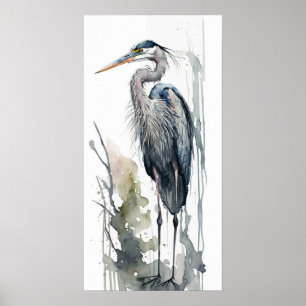 Bleke Majesteit Grote Blauwe Reiger Staand Moeras Poster