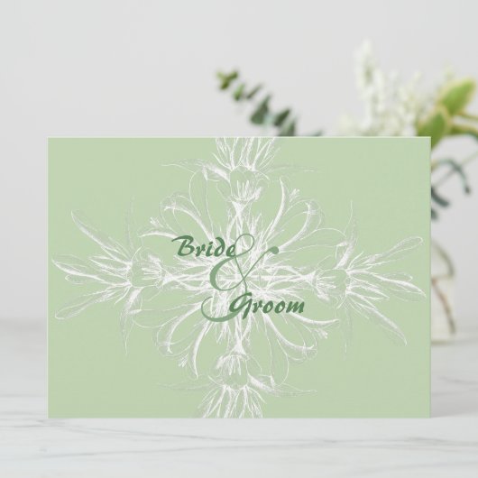 Bleke Munt en witte bloemenbruiloft uitnodigingen (Staand voorkant)