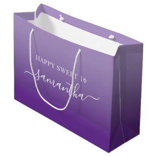 Bleke naar Royal Paarse Elegant Script Handtekenin Groot Cadeauzakje