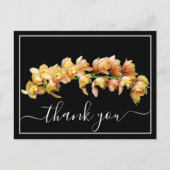 Bleke Oranje gele orchidee zwarte achtergrond Hart Briefkaart (Voorkant)