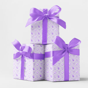 Bleke Paarse Aquarel Harten Cadeaupapier