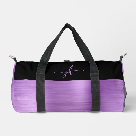 Bleke Paarse geborstelde metal zwart script monogr Plunjezak (Voorkant)