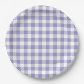 Bleke Paarse Gingham-controle Papieren Bordje (Voorkant)