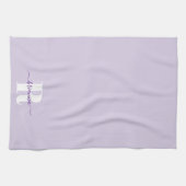 Bleke Paarse scriptnaam vet monogram Theedoek (Horizontaal)