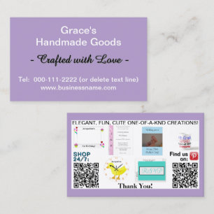 Bleke Paarse Zakelijke QR Code Logo Foto's 3.5 x 2 Visitekaartje