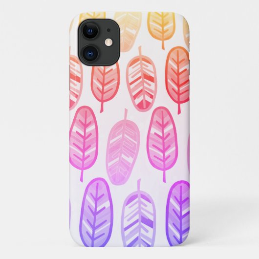 Bleke Pastel kleurenroze bladeren iPhone 11 Hoesje (Achterkant)