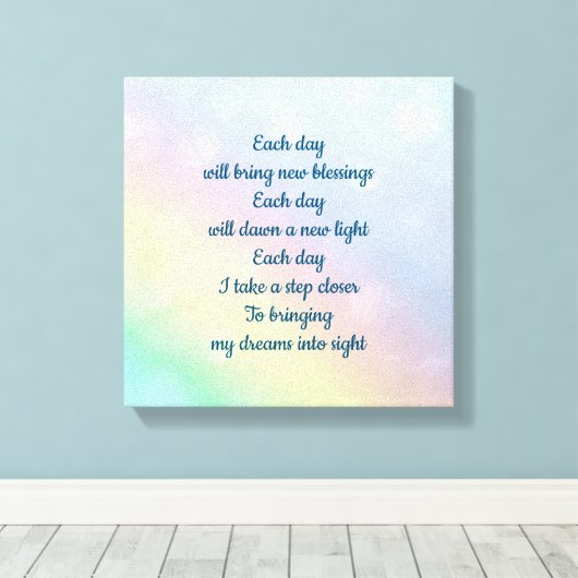 Bleke pastel regenboog Inspirerend bevestiging Canvas Afdruk (Insitu (Houten vloer))