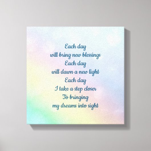 Bleke pastel regenboog Inspirerend bevestiging Canvas Afdruk (Voorkant)