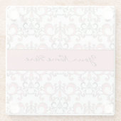 Bleke pastroze en grijze Arabesque op wit Glazen Onderzetter (Achterkant)