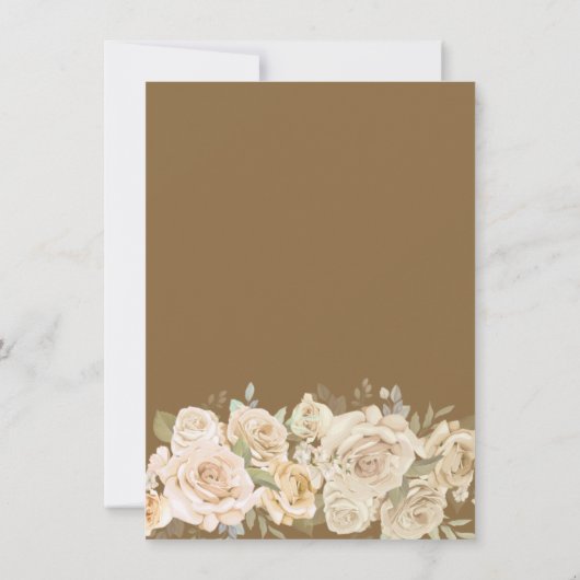 Bleke peach en bruine Floral in bruin huwelijk Kaart (Achterkant)