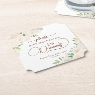 Bleke perzik bloem neem mijn Drink bruiloft niet Kartonnen Onderzetters