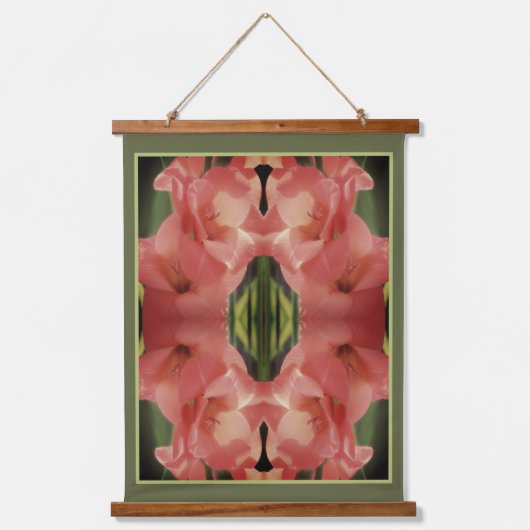 Bleke perzik Gladiolus Flower Abstract Hangend Wandkleed (Voorkant)