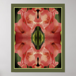 Bleke Perzik Gladiolus Flower Mirror Abstract Poster