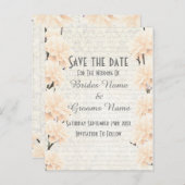 bleke perzikflorale met uitzondering van de datum aankondigingskaart (Voorkant / Achterkant)