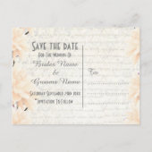 bleke perzikflorale met uitzondering van de datum aankondigingskaart (Achterkant)