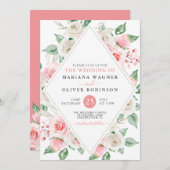 Bleke Perzische Blush Pink Floral Weddenschap Kaart (Voorkant / Achterkant)