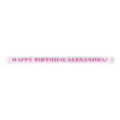 Bleke Pink Gingham Plaid en Fuchsia Happy Birthday Lint (Voorkant)