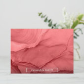 Bleke rode alcohol Inkt Vloeibaar Abstract Kunst Bedankkaart (Staand voorkant)