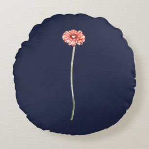 Bleke Rode Gerbera Bloem Rond Kussen