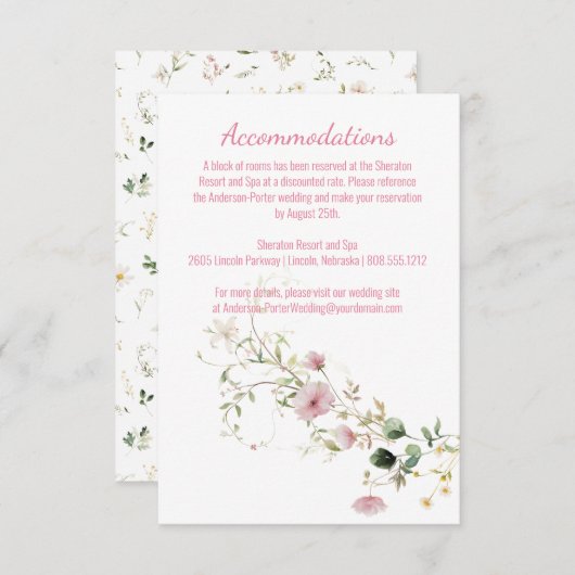 Bleke Roze Bloemen Behuizing Informatiekaartje (Voorkant / Achterkant)