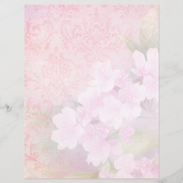 Bleke Roze Cherry Blossom Scrapbook Paper (Voorkant)