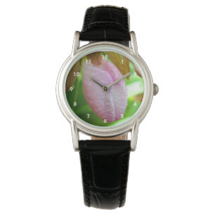 Bleke roze dame Slipper Orchid Sluiten Horloge