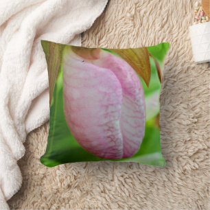 Bleke roze dame Slipper Orchid Sluiten Kussen