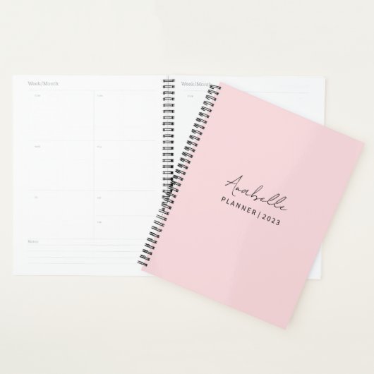 Bleke roze elegante aangepaste planner (Display)
