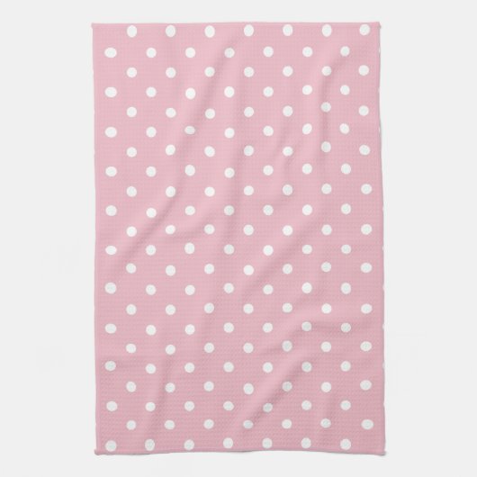Bleke roze en witte pooldots theedoek (Verticaal)