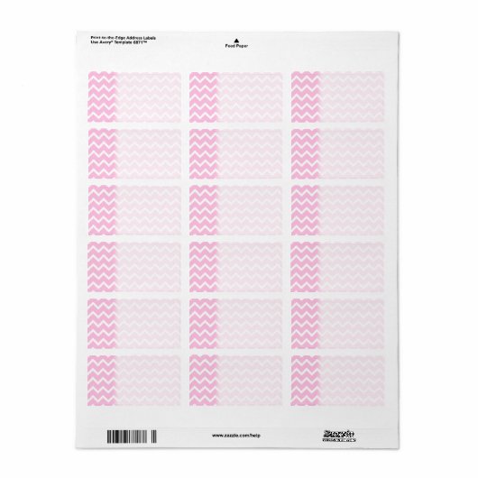 Bleke roze en witte zigzagpatroon. etiket (Full Sheet)