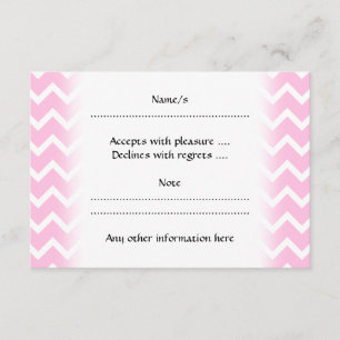 Bleke roze en witte zigzagpatroon. RSVP kaartje