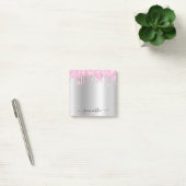 Bleke Roze Glitterdruppels Zilveren Glans Post-it® Notes (Kantoor)