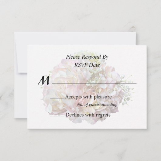 Bleke Roze Hortensia Met Baby's Adem RSVP Kaartje (Voorkant)