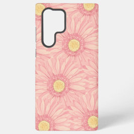 Bleke roze madeliefjespatroon - groot samsung galaxy hoesje